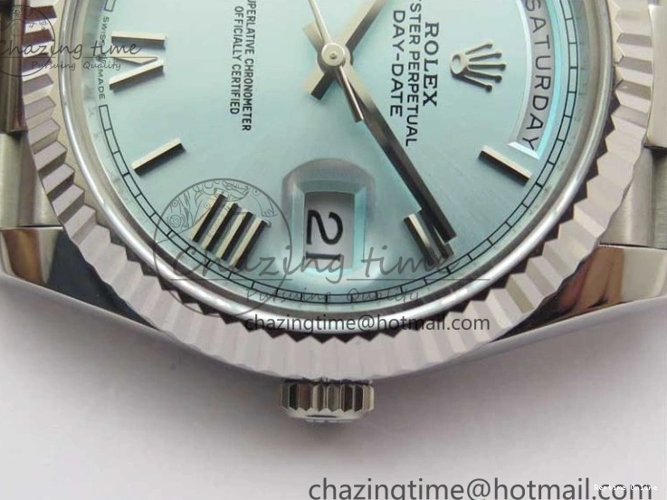 0501 WaterResistant Day Date 40 SS Bp Maker 1:1 Best Edition Tiffany Blue Roman Dial on SS Bracelet A 2549